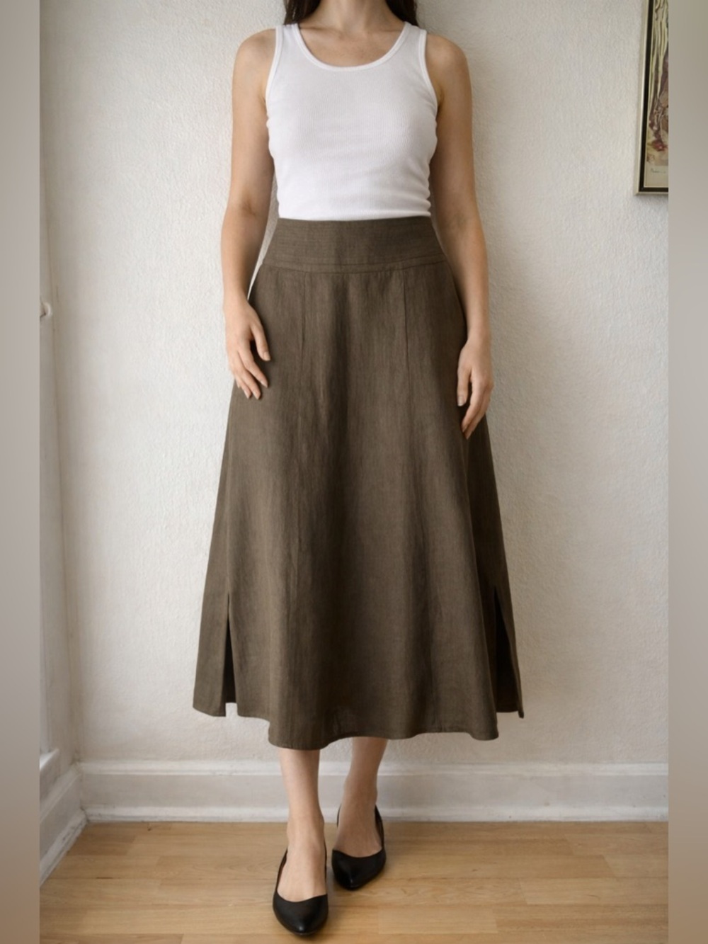 Talbots 100% Linen A-Line Midi Skirt - Size 12